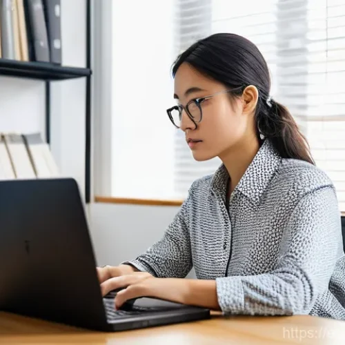 데이터 분석가의 하루 일과 - **Prompt:** A focused female data analyst, in her late 20s, with a serious but curious expression, i...